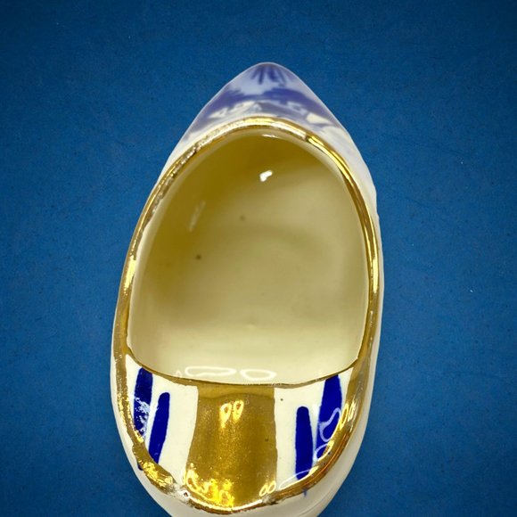 Vintage Delft Blauw Holland Dutch White and Blue Windmill Clog Ashtray - Picture 4 of 5